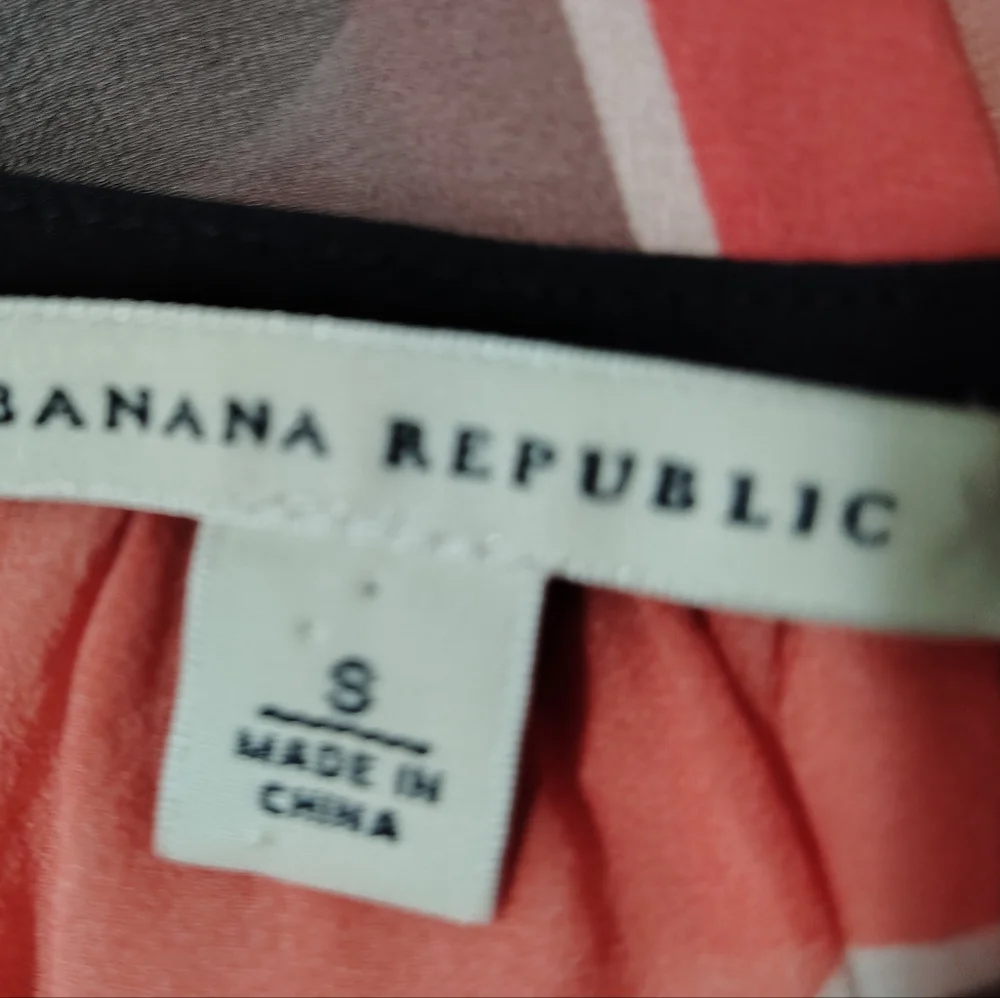 Banana Republic Silk Blouse,Women Triangled Orange/White/Gray/Black,3/4 Sleeve,S - Picture 2 of 10